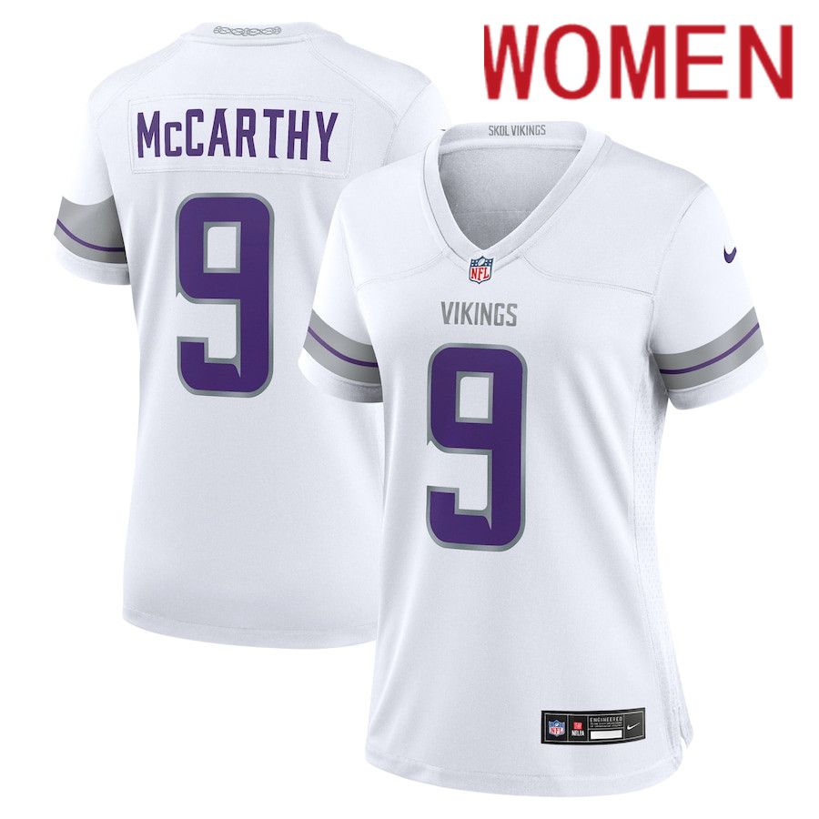 Women Minnesota Vikings #9 J.J. McCarthy Nike White Alternate Game Player NFL Jersey